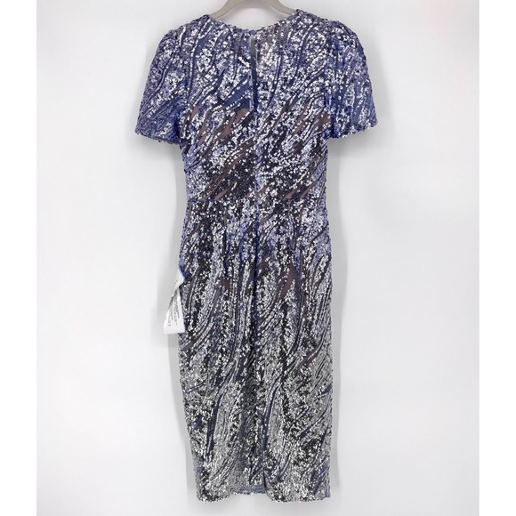 NWT Dress The Population Lia Sequin Midi Dress Sz S Blue Silver Cocktail Party - Picture 6 of 16